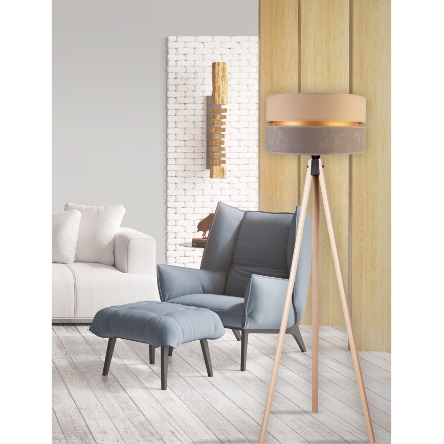 Duolla - Candeeiro de chão DUO 1xE27/60W/230V diâmetro 44 cm bege/cinzento/bege