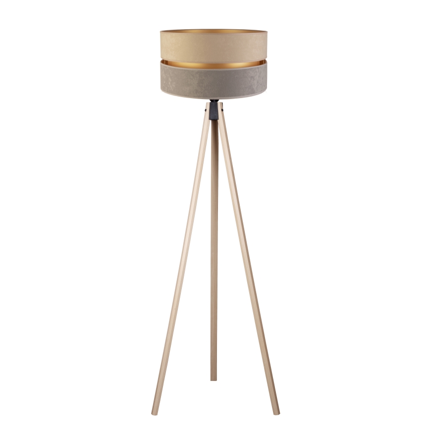 Duolla - Candeeiro de chão DUO 1xE27/60W/230V diâmetro 44 cm bege/cinzento/bege