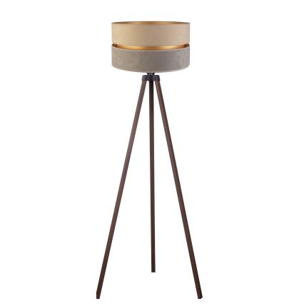 Duolla - Candeeiro de chão DUO 1xE27/60W/230V diâmetro 44 cm bege/cinzento/castanho