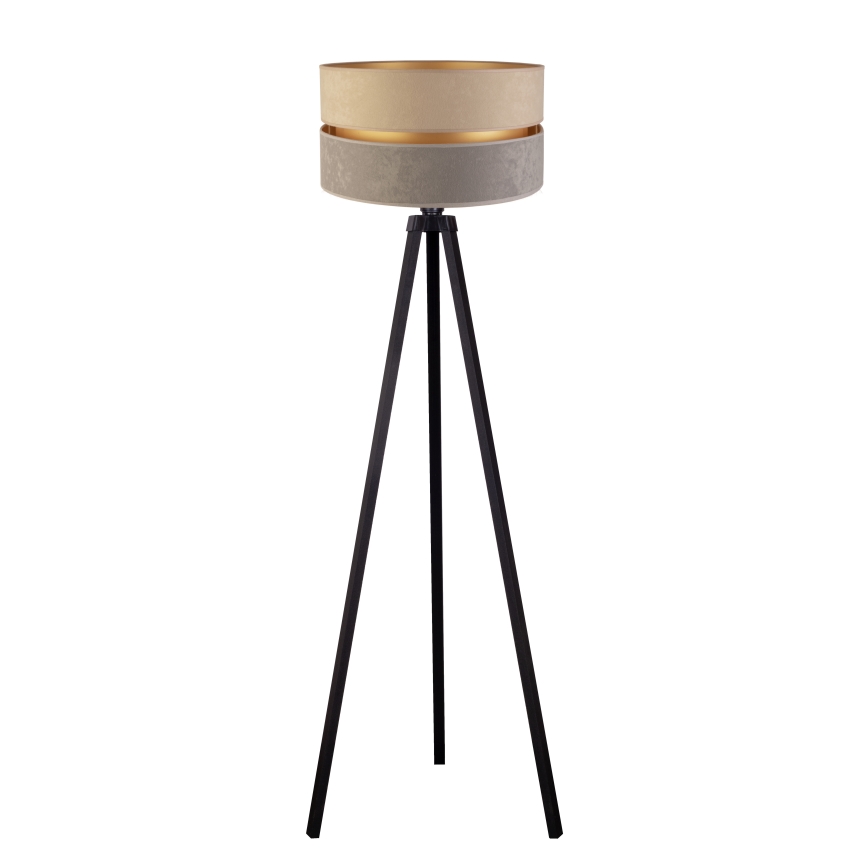 Duolla - Candeeiro de chão DUO 1xE27/60W/230V diâmetro 44 cm bege/cinzento/wenge