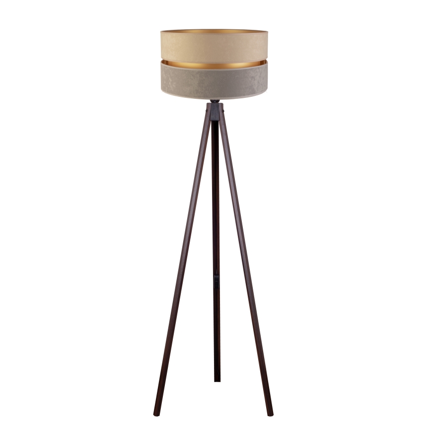 Duolla - Candeeiro de chão DUO 1xE27/60W/230V diâmetro 44 cm bege/cinzento/wenge