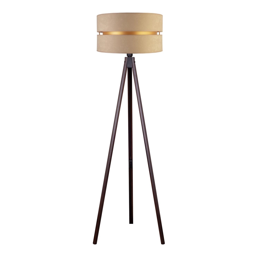 Duolla - Candeeiro de chão DUO 1xE27/60W/230V diâmetro 44 cm bege/wenge