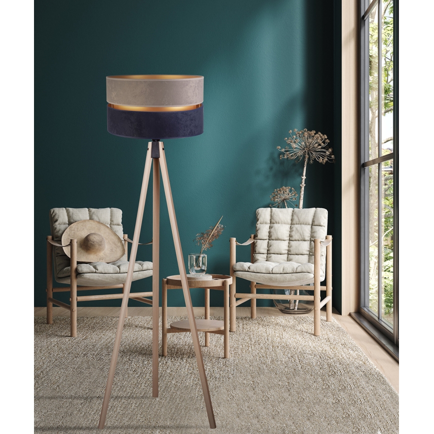 Duolla - Candeeiro de chão DUO 1xE27/60W/230V diâmetro 44 cm cinzento/azul/bege