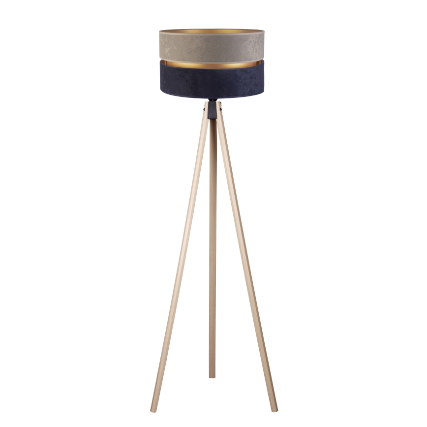 Duolla - Candeeiro de chão DUO 1xE27/60W/230V diâmetro 44 cm cinzento/azul/bege