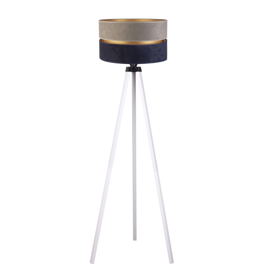 Duolla - Candeeiro de chão DUO 1xE27/60W/230V diâmetro 44 cm cinzento/azul/branco