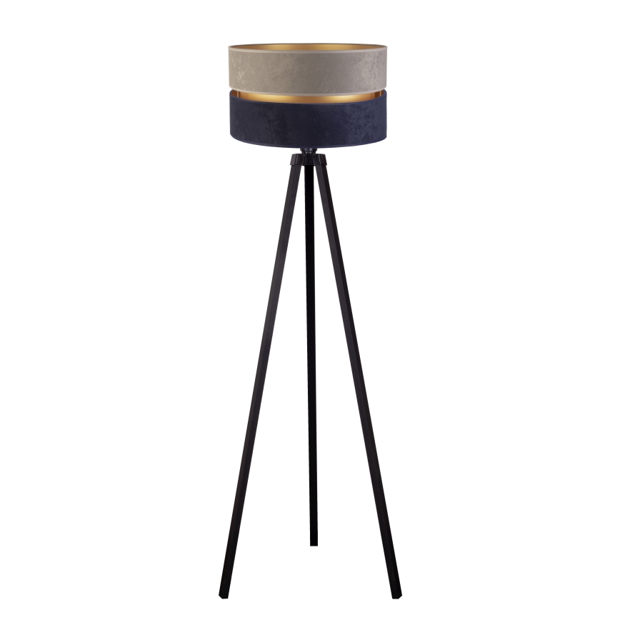 Duolla - Candeeiro de chão DUO 1xE27/60W/230V diâmetro 44 cm cinzento/azul/wenge