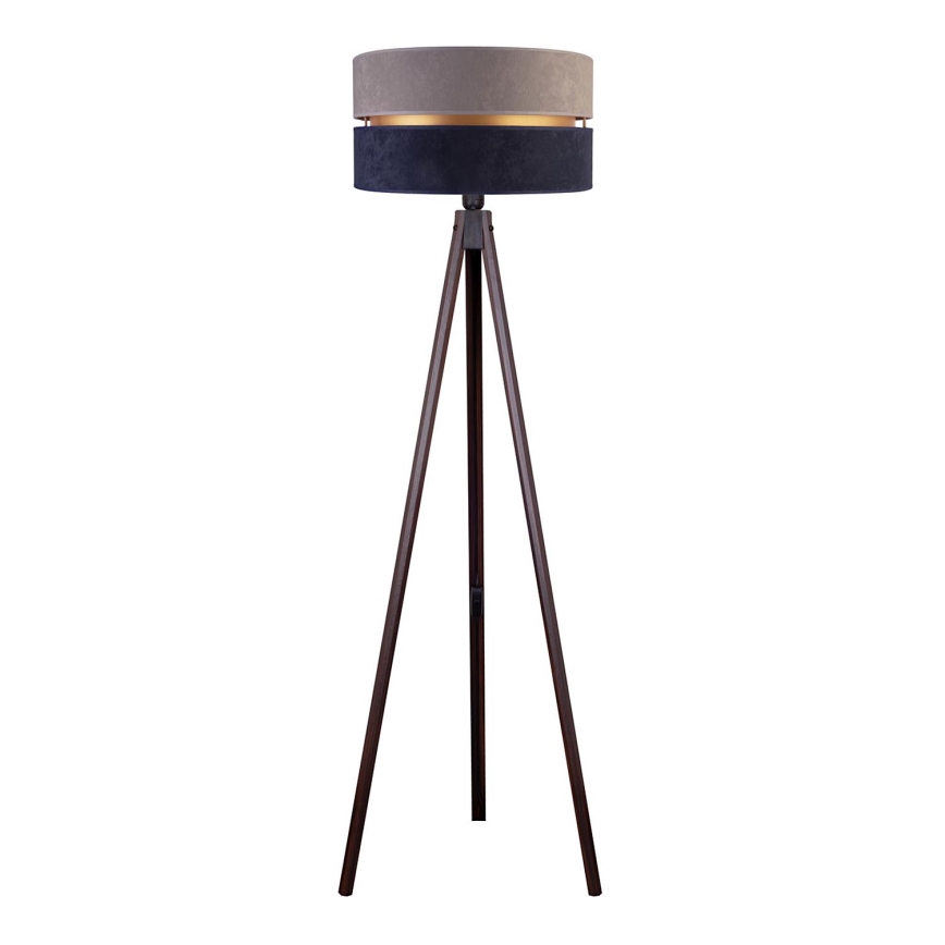 Duolla - Candeeiro de chão DUO 1xE27/60W/230V diâmetro 44 cm cinzento/azul/wenge