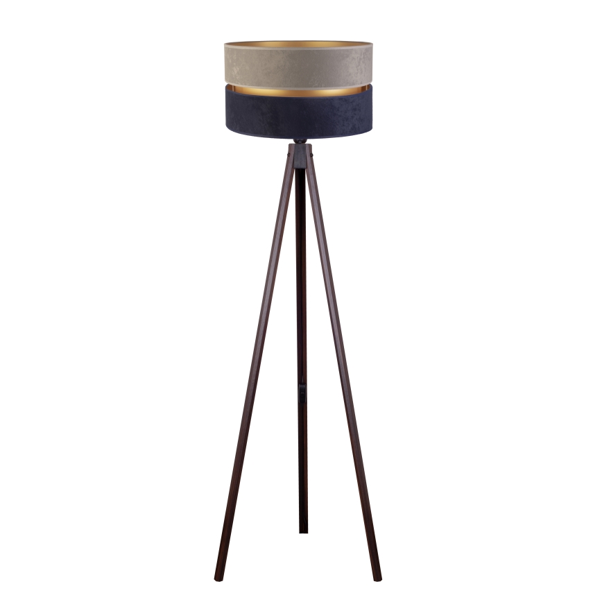 Duolla - Candeeiro de chão DUO 1xE27/60W/230V diâmetro 44 cm cinzento/azul/wenge