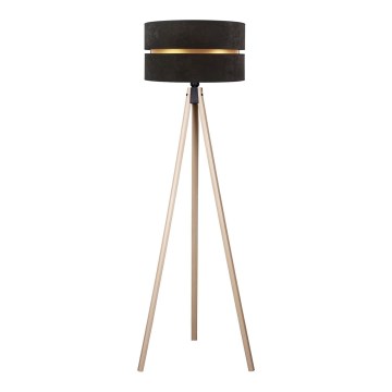 Duolla - Candeeiro de chão DUO 1xE27/60W/230V diâmetro 44 cm preto/bege