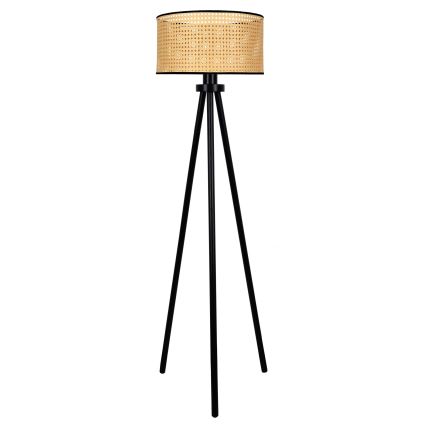 Duolla - Candeeiro de chão ROLLER 1xE27/15W/230V diâmetro 45 cm vime/preto