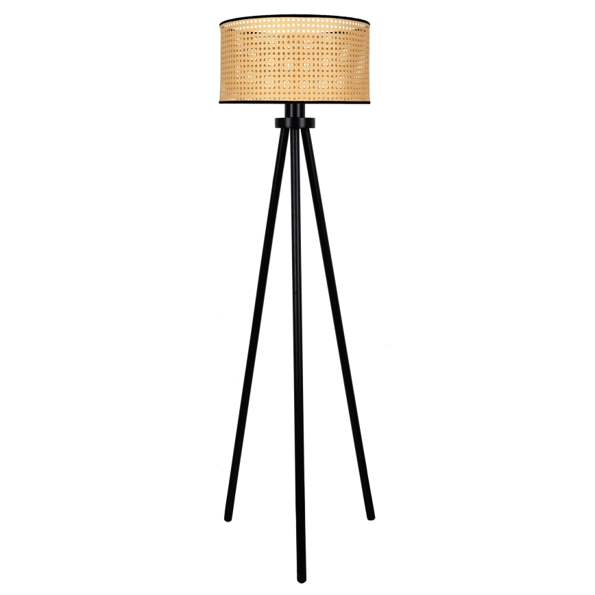 Duolla - Candeeiro de chão ROLLER 1xE27/15W/230V diâmetro 45 cm vime/preto