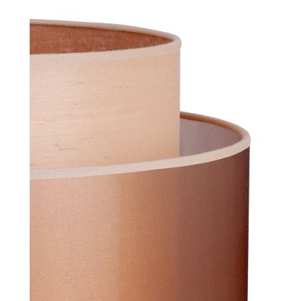 Duolla - Candeeiro de chão WOOD BOHO 1xE27/15W/230V diâmetro 45 cm cobre/castanho/bege