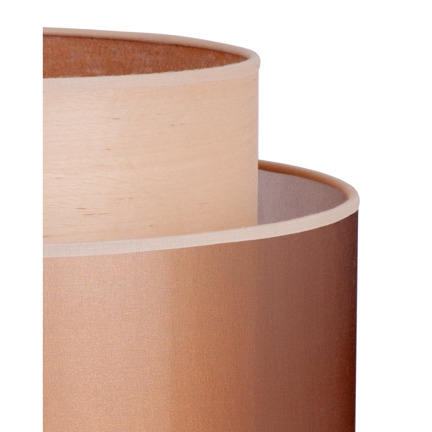 Duolla - Candeeiro de chão WOOD BOHO 1xE27/15W/230V diâmetro 45 cm cobre/castanho/bege