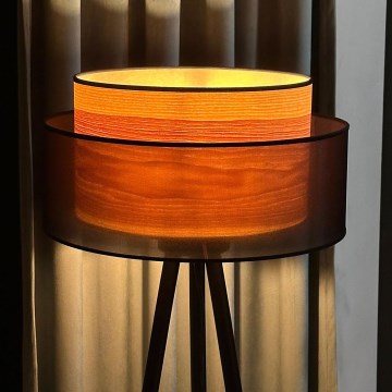 Duolla - Candeeiro de chão WOOD BOHO 1xE27/15W/230V diâmetro 45 cm preto/bege