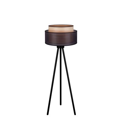 Duolla - Candeeiro de chão WOOD BOHO 1xE27/15W/230V diâmetro 45 cm preto/bege