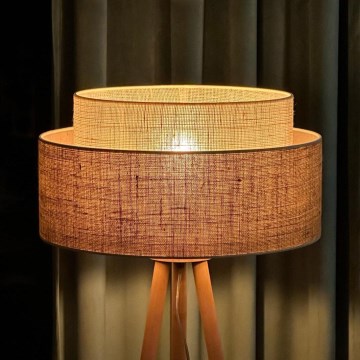 Duolla - Candeeiro de chão YUTE BOHO 1xE27/15W/230V diâmetro 45 cm castanho/creme