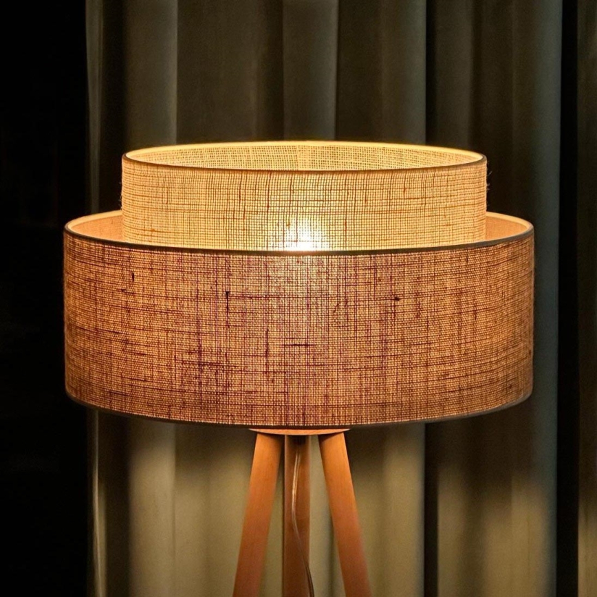 Duolla - Candeeiro de chão YUTE BOHO 1xE27/15W/230V diâmetro 45 cm castanho/creme