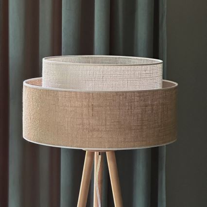 Duolla - Candeeiro de chão YUTE BOHO 1xE27/15W/230V diâmetro 45 cm castanho/creme