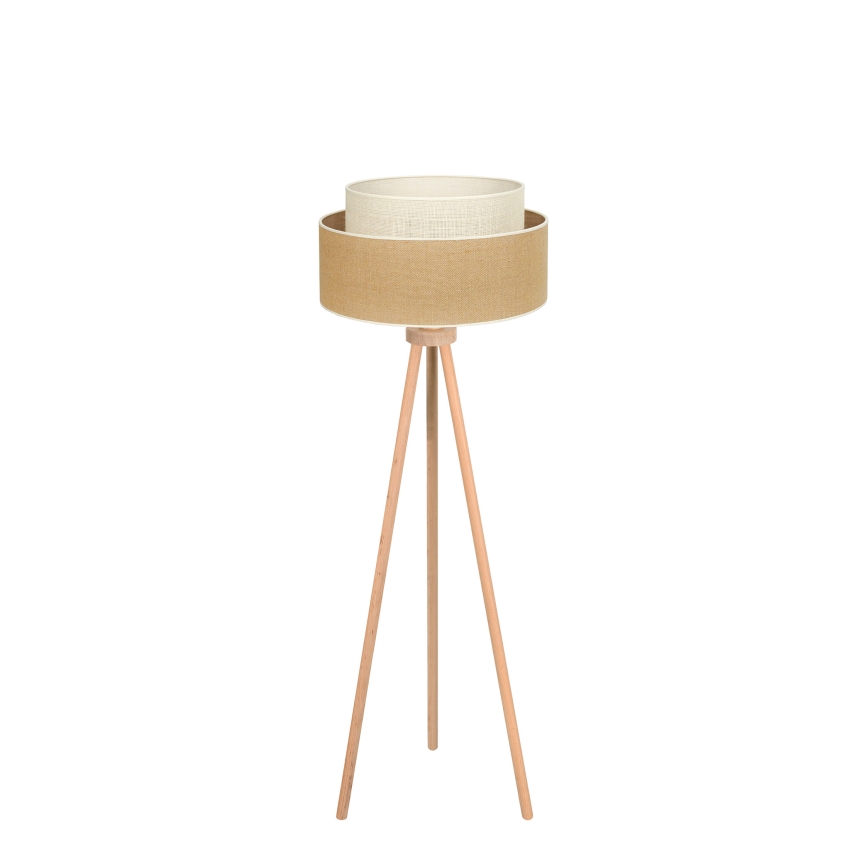 Duolla - Candeeiro de chão YUTE BOHO 1xE27/15W/230V diâmetro 45 cm castanho/creme