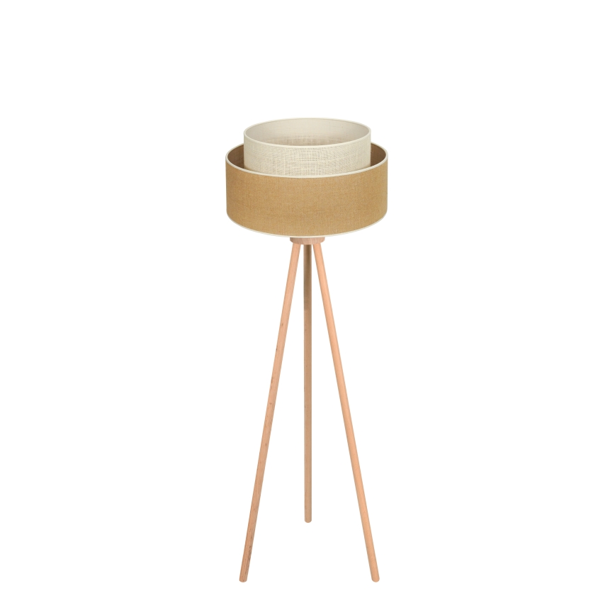 Duolla - Candeeiro de chão YUTE BOHO 1xE27/15W/230V diâmetro 45 cm castanho/creme