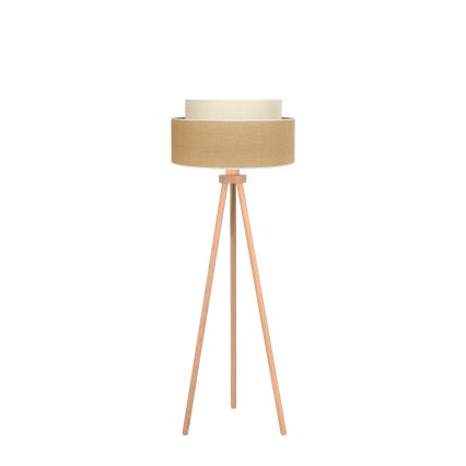 Duolla - Candeeiro de chão YUTE BOHO 1xE27/15W/230V diâmetro 45 cm castanho/creme