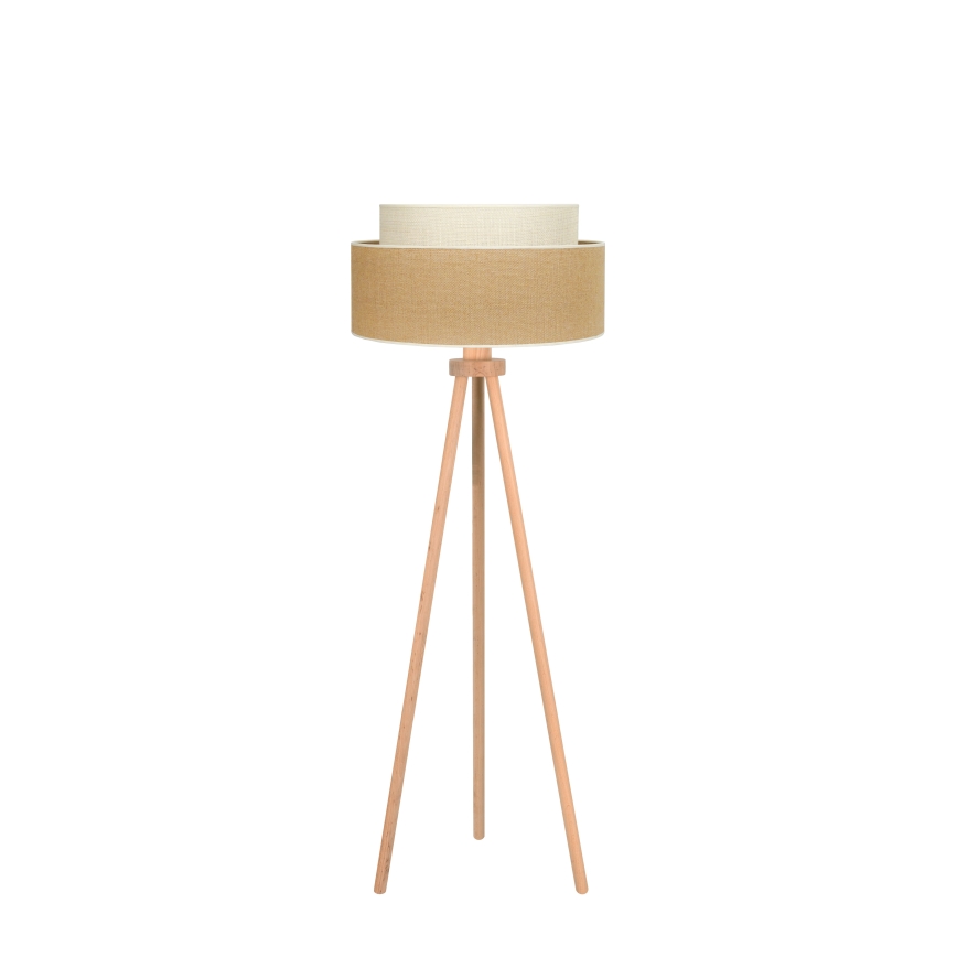 Duolla - Candeeiro de chão YUTE BOHO 1xE27/15W/230V diâmetro 45 cm castanho/creme
