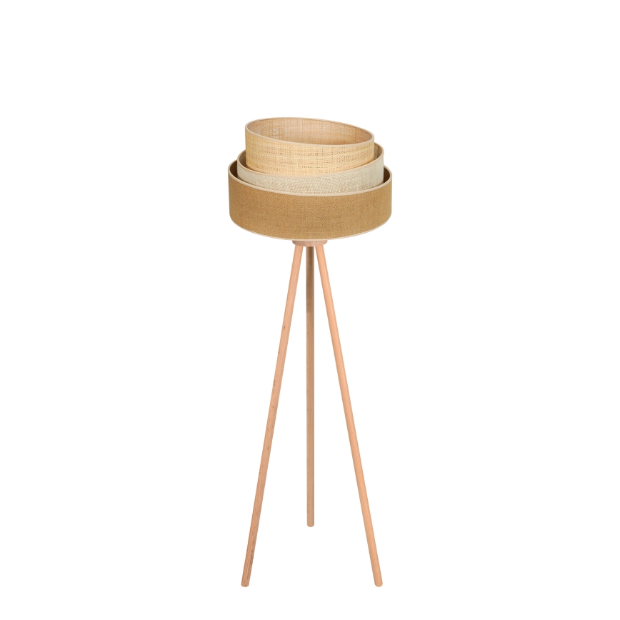 Duolla - Candeeiro de chão YUTE TRIO 1xE27/15W/230V diâmetro 45 cm castanho/cinzento/bege