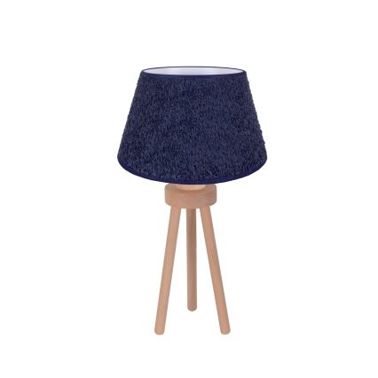 Duolla - Candeeiro de mesa BOUCLE 1xE27/15W/230V diâmetro 28 cm azul/madeira
