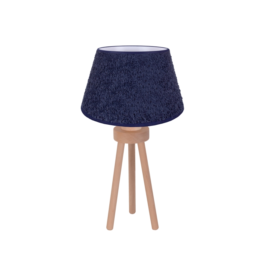 Duolla - Candeeiro de mesa BOUCLE 1xE27/15W/230V diâmetro 28 cm azul/madeira