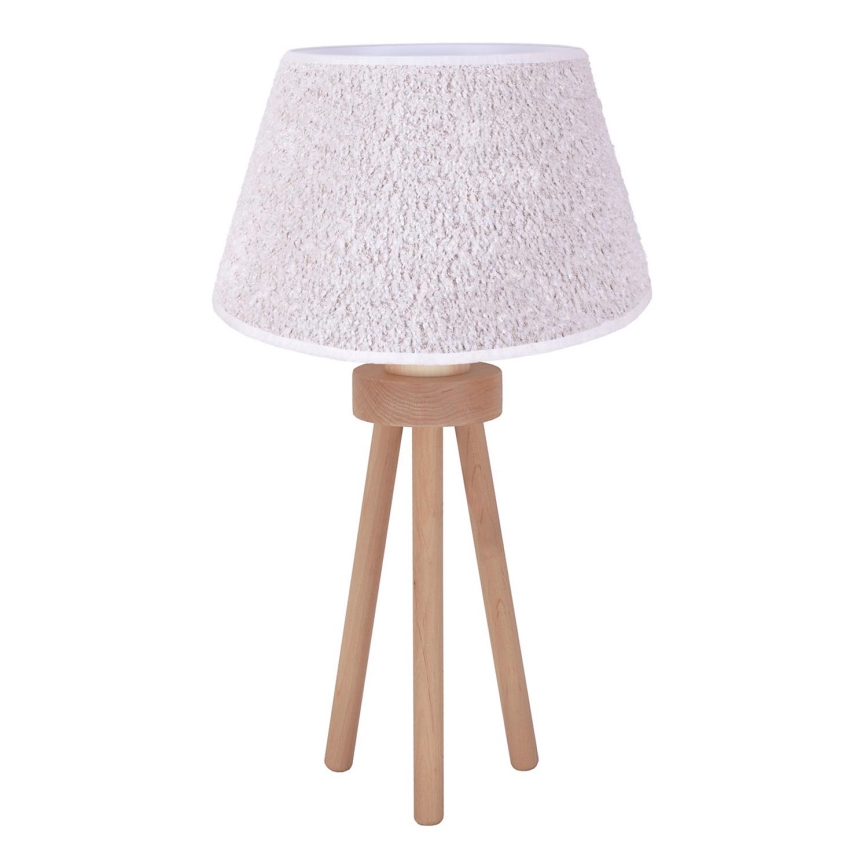 Duolla - Candeeiro de mesa BOUCLE 1xE27/15W/230V diâmetro 28 cm branco/madeira