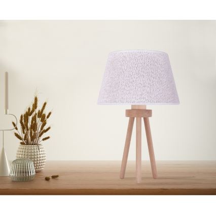 Duolla - Candeeiro de mesa BOUCLE 1xE27/15W/230V diâmetro 28 cm branco/madeira