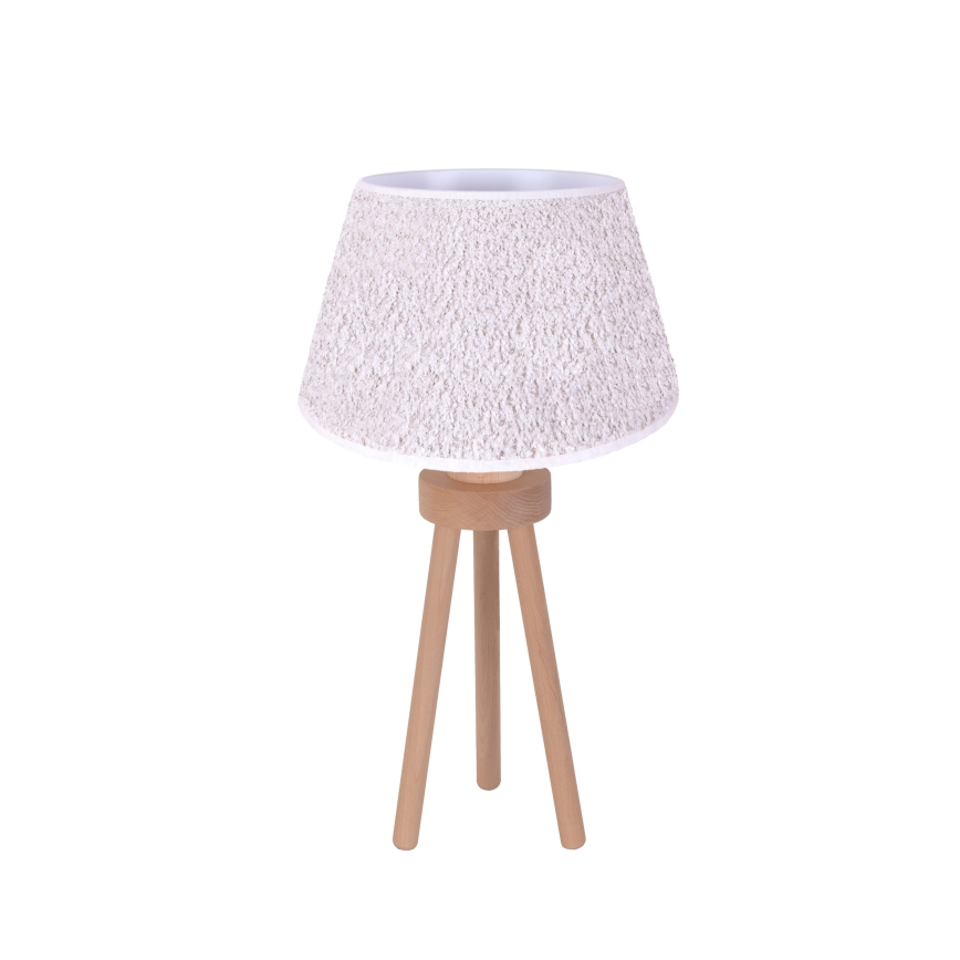 Duolla - Candeeiro de mesa BOUCLE 1xE27/15W/230V diâmetro 28 cm branco/madeira