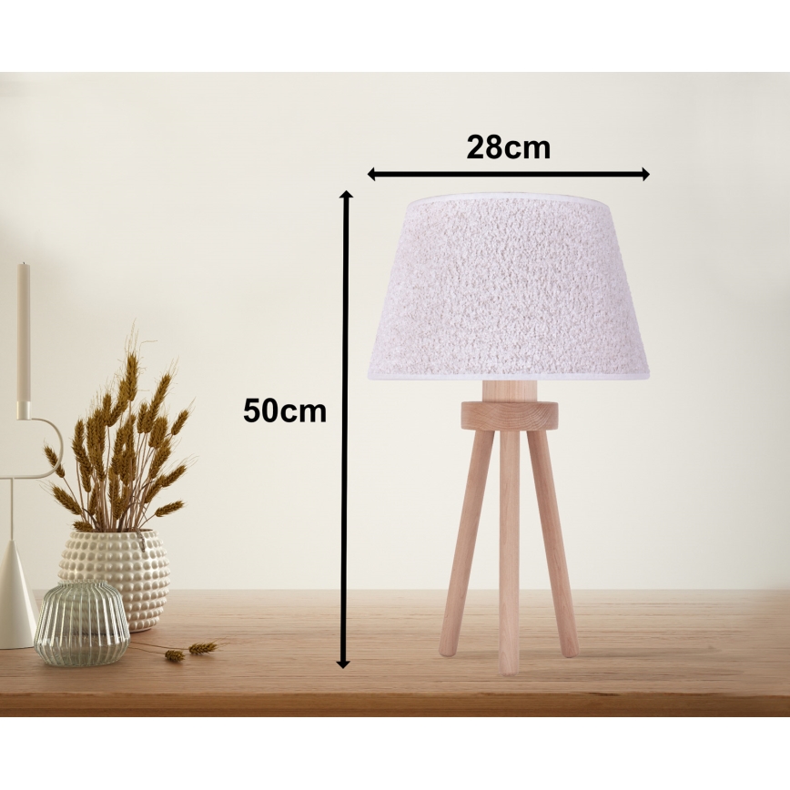 Duolla - Candeeiro de mesa BOUCLE 1xE27/15W/230V diâmetro 28 cm branco/madeira