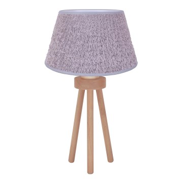Duolla - Candeeiro de mesa BOUCLE 1xE27/15W/230V diâmetro 28 cm cinzento/madeira