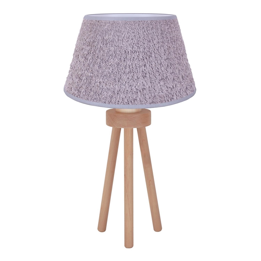 Duolla - Candeeiro de mesa BOUCLE 1xE27/15W/230V diâmetro 28 cm cinzento/madeira