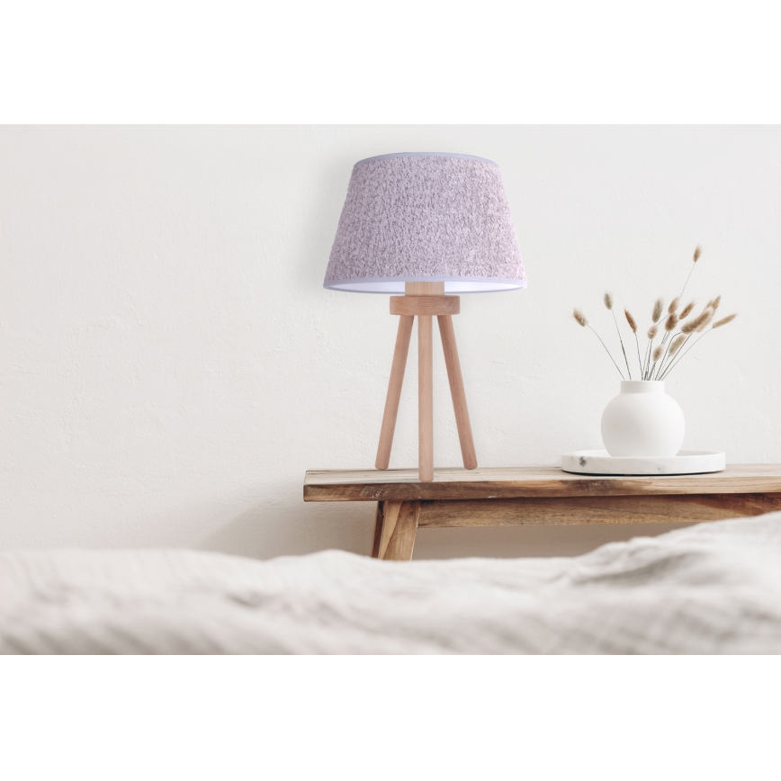 Duolla - Candeeiro de mesa BOUCLE 1xE27/15W/230V diâmetro 28 cm cinzento/madeira