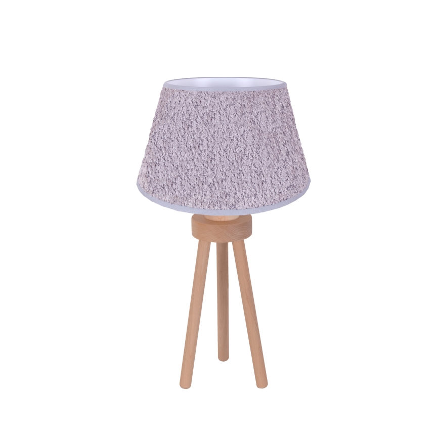 Duolla - Candeeiro de mesa BOUCLE 1xE27/15W/230V diâmetro 28 cm cinzento/madeira