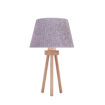 Duolla - Candeeiro de mesa BOUCLE 1xE27/15W/230V diâmetro 28 cm cinzento/madeira
