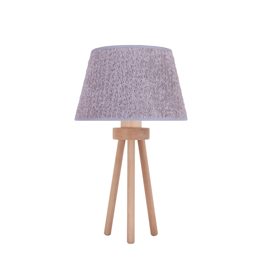 Duolla - Candeeiro de mesa BOUCLE 1xE27/15W/230V diâmetro 28 cm cinzento/madeira