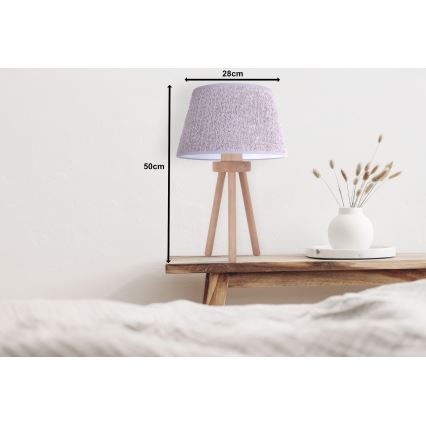 Duolla - Candeeiro de mesa BOUCLE 1xE27/15W/230V diâmetro 28 cm cinzento/madeira