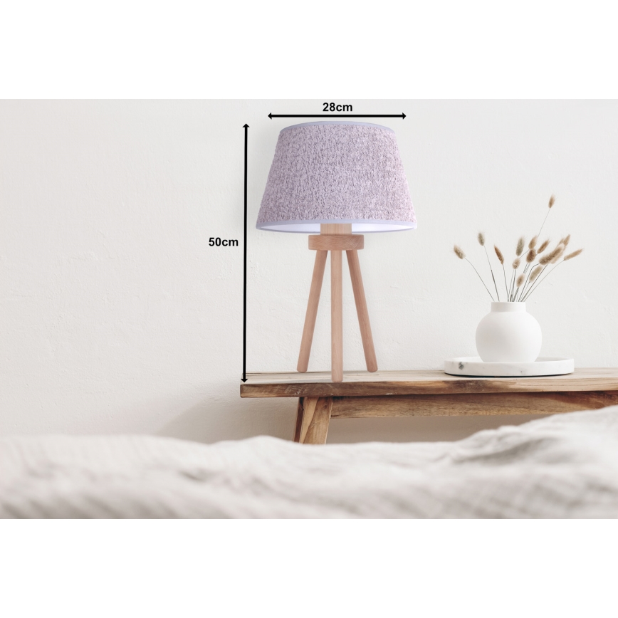 Duolla - Candeeiro de mesa BOUCLE 1xE27/15W/230V diâmetro 28 cm cinzento/madeira