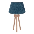 Duolla - Candeeiro de mesa BOUCLE 1xE27/15W/230V diâmetro 28 cm turquesa/madeira