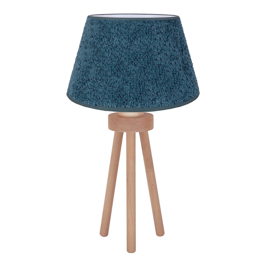 Duolla - Candeeiro de mesa BOUCLE 1xE27/15W/230V diâmetro 28 cm turquesa/madeira