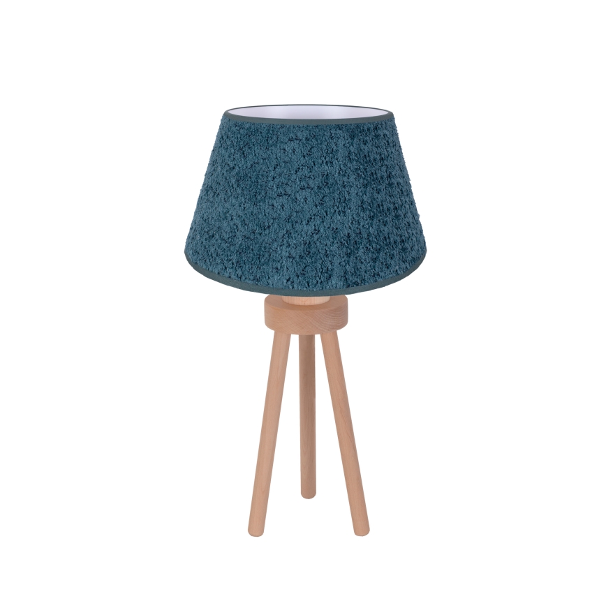 Duolla - Candeeiro de mesa BOUCLE 1xE27/15W/230V diâmetro 28 cm turquesa/madeira