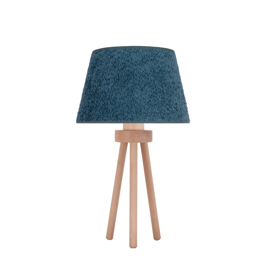 Duolla - Candeeiro de mesa BOUCLE 1xE27/15W/230V diâmetro 28 cm turquesa/madeira