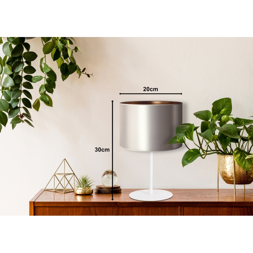 Duolla - Candeeiro de mesa CANNES 1xE14/15W/230V diâmetro 20 cm prateado/cobre/branco
