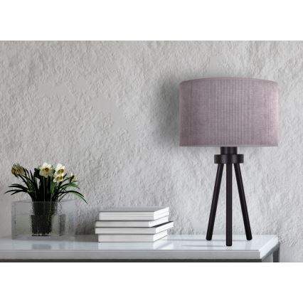Duolla - Candeeiro de mesa LYON 1xE27/15W/230V diâmetro 30 cm cinzento