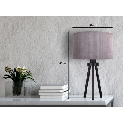 Duolla - Candeeiro de mesa LYON 1xE27/15W/230V diâmetro 30 cm cinzento