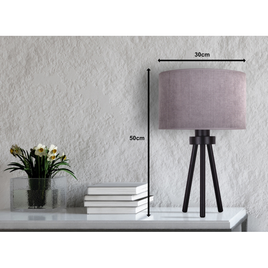 Duolla - Candeeiro de mesa LYON 1xE27/15W/230V diâmetro 30 cm cinzento