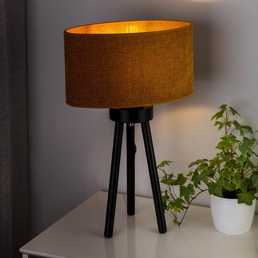 Duolla - Candeeiro de mesa OVAL 1xE27/15W/230V diâmetro 30 cm castanho